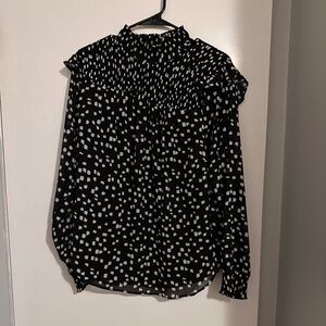 Torrid Black and White Geometric Blouse